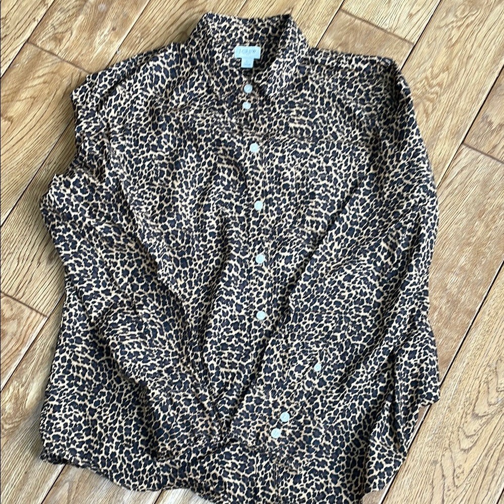 J. Crew Factory Brown and Black Casual Button Down Shirt